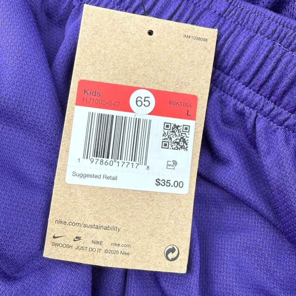 NWT Nike Kobe Bryant Dri-FIT Basketball Shorts Kids Large Purple Gold HJ1005-547